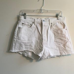 Reformation white denim shorts
